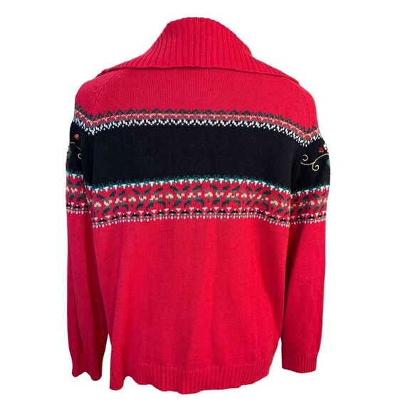 Dress Barn Holiday Cardigan Full Zip Embroidery Poinsettias Plus 1X Vtg - Picture 6 of 15
